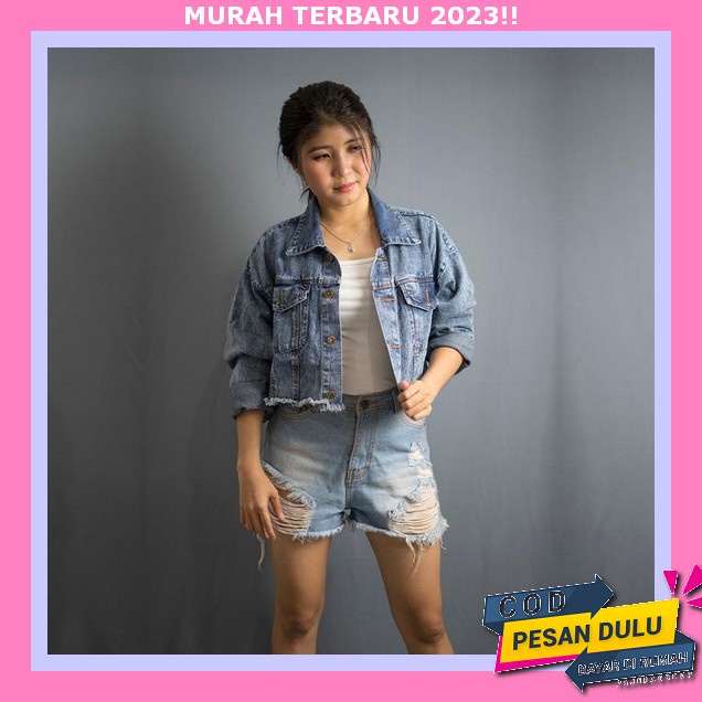 Jacket Jins Cewek Bisa Cod Jeket Jeans Wanita Oversize Jaket Jean Cewek Crop Jeket Jins Wanita Korea