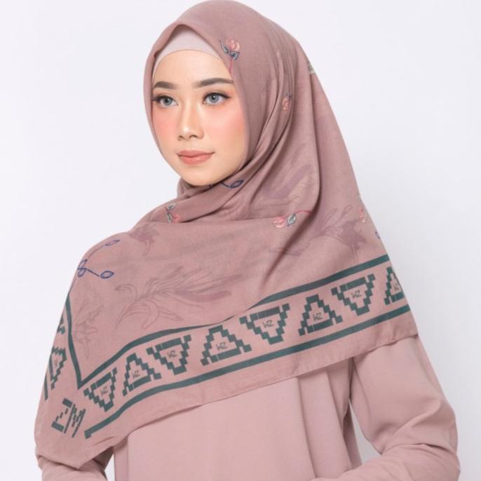 New Zm Zaskia Mecca - Kayu Aro Dusty Pink Scarf Kerudung Segi Empat Original