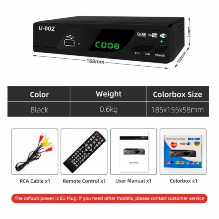 NEW SERIES STB DVB T2 SET TOP BOX TV DIGITAL U-002 STB DVB T2 TV DIGITAL U-002 ORIGINAL TERBARU