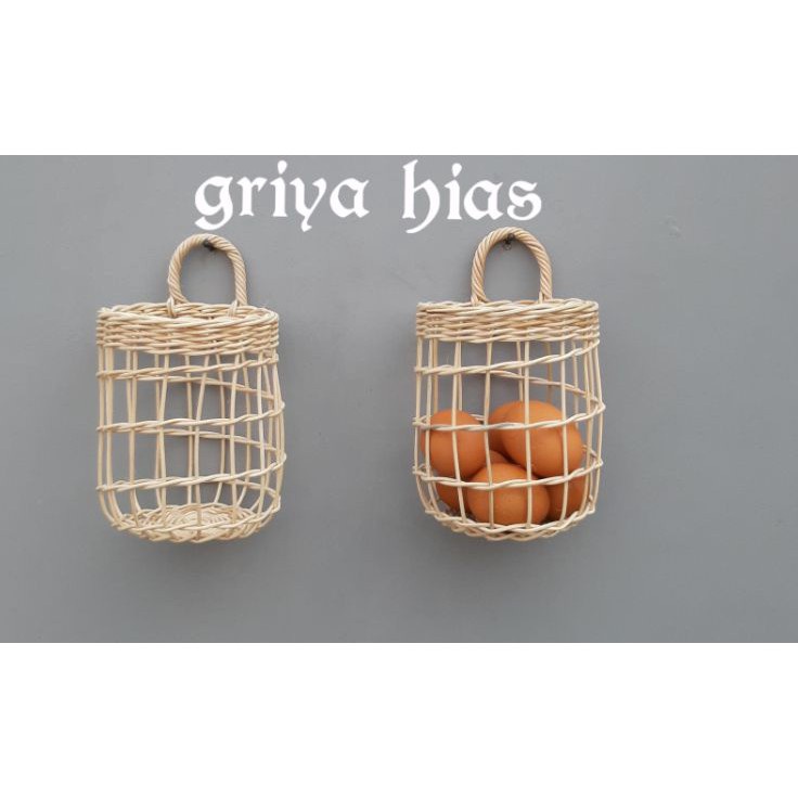 _ keranjang rotan /  cover pot gantung mini / keranjang telur /   tempat bawang / tempat bumbu / dap