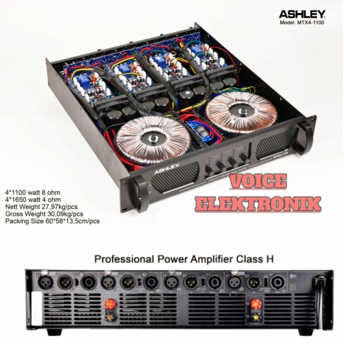 POWER ASHLEY MTX4 -1100 ORIGINAL POWER AMPLIFIER 4 CHANNEL