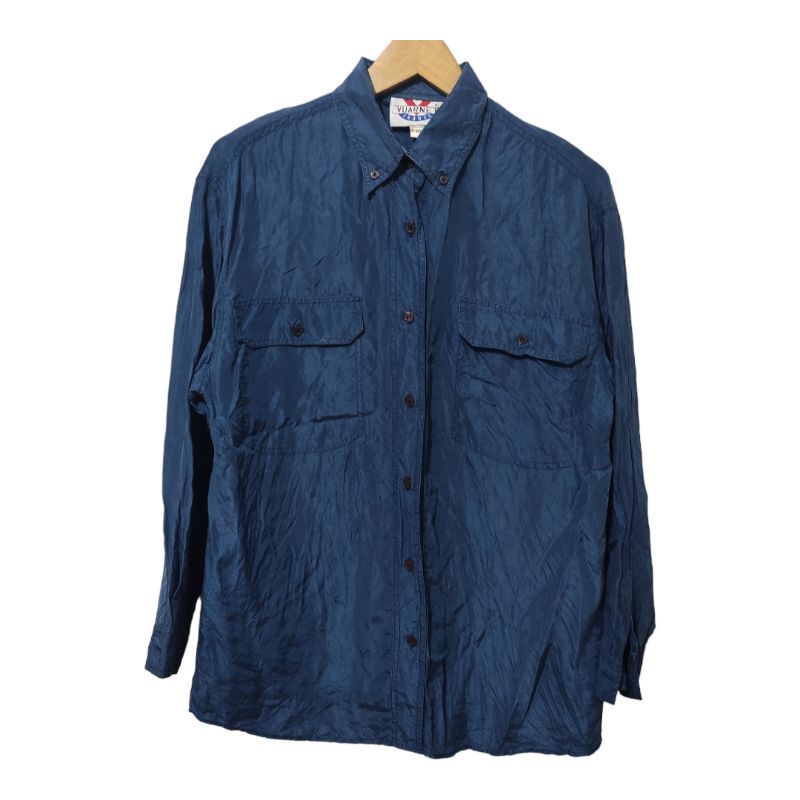 vtg button down shirt seda silk vuarnet france S/CH
