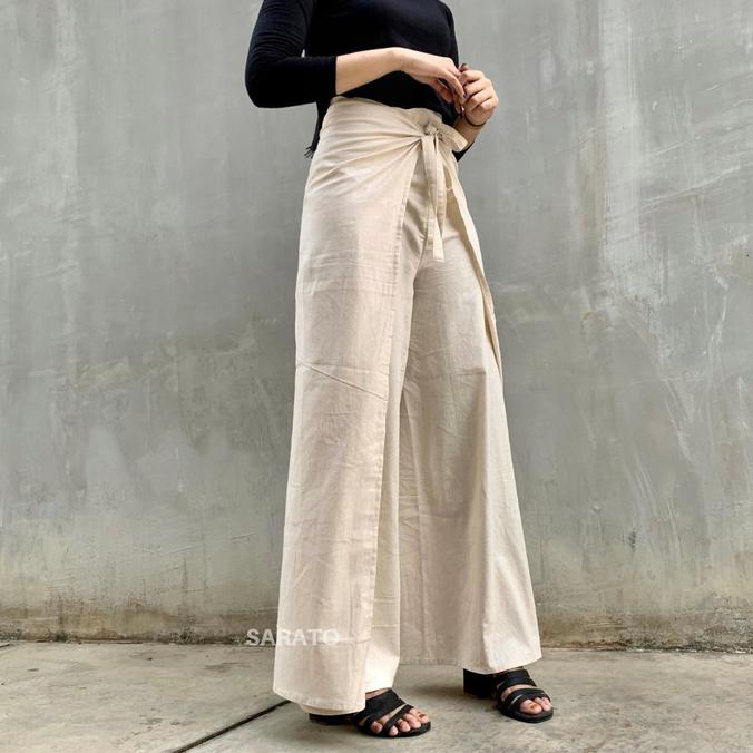 GIA PANTS - Wrap Pants Celana Lilit / Kulot Linen Premium