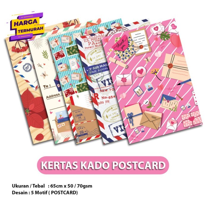 

Kertas Kado Isi 50 / Bungkus Kado Motif Postcard Kfh-104Pos