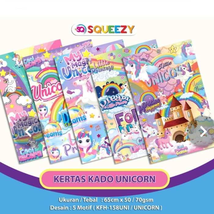 

Kertas Kado Motif Unicorn 1 Pak Isi 50 Lembar