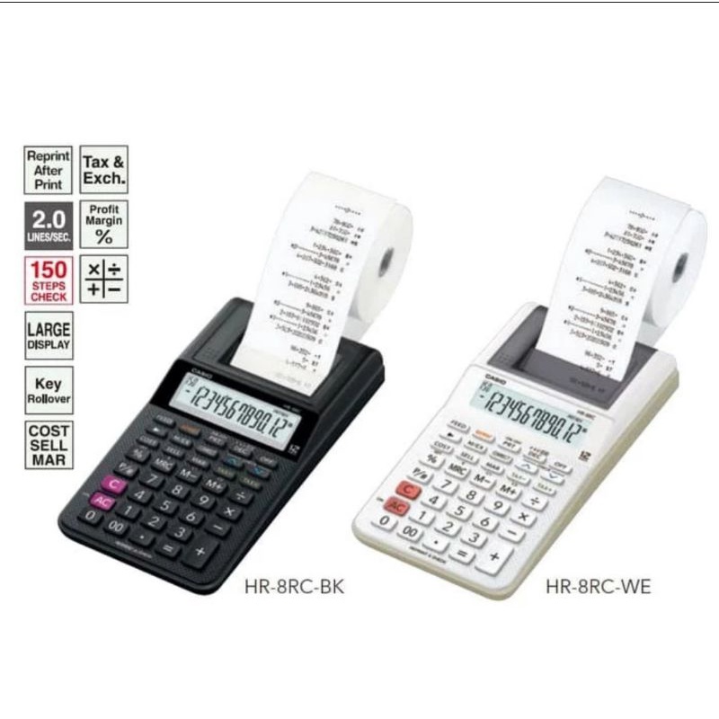 

CASIO HR 8RC MINI PRINTING CALCULATOR KALKULATOR CETAK STRUK