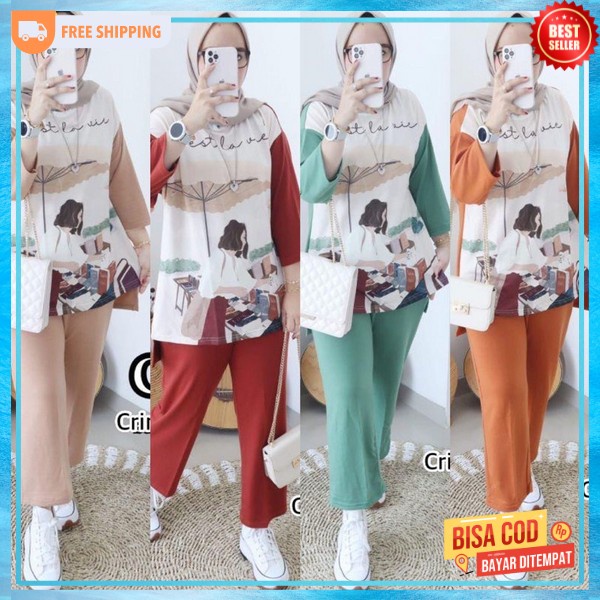 Baju One Set Muslim Setelan Wanita Terbaru Settelan Import Dewasa Stelan Baju Prempuan Dwsa Oneset M