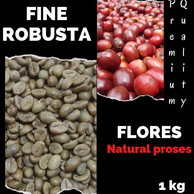 Green bean ROBUSTA FINE FLORES - Natural proses 1kg Biji Kopi Mentah