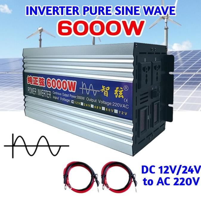 Inverter DC to AC 6000 Watt Pure Sine Wave DC 12V ke AC 220V