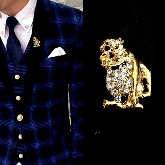 METAL CLASSIC GOLD WAYANG SEMAR PIN BROS JAS KAMEJA TUXEDO MENS PRIA