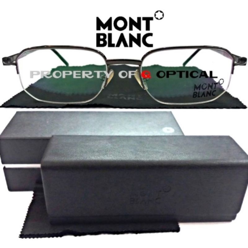 Kacamata Frame Pria Mont Blanc MB441131 s53 Titanium Half Grey