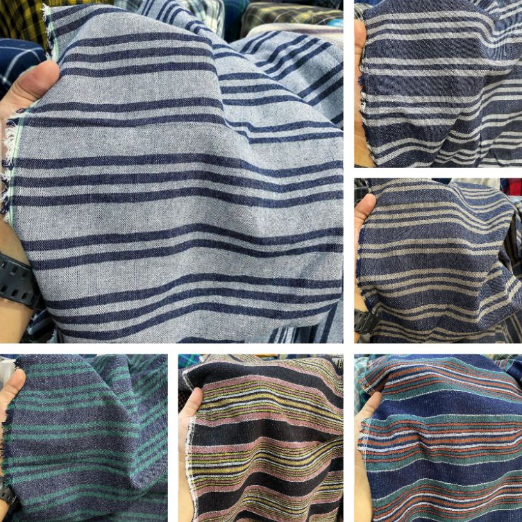 ✔️Promo Baru Kain Katun Flanel Motif Salur Bahan Kemeja Flanel Meteran ,.,.,.,,