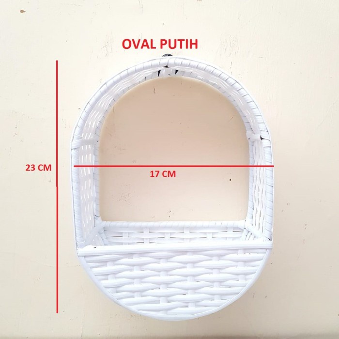 [Vas] Pot Rotan Dinding Oval Tempel Bunga Artificial [Simple]