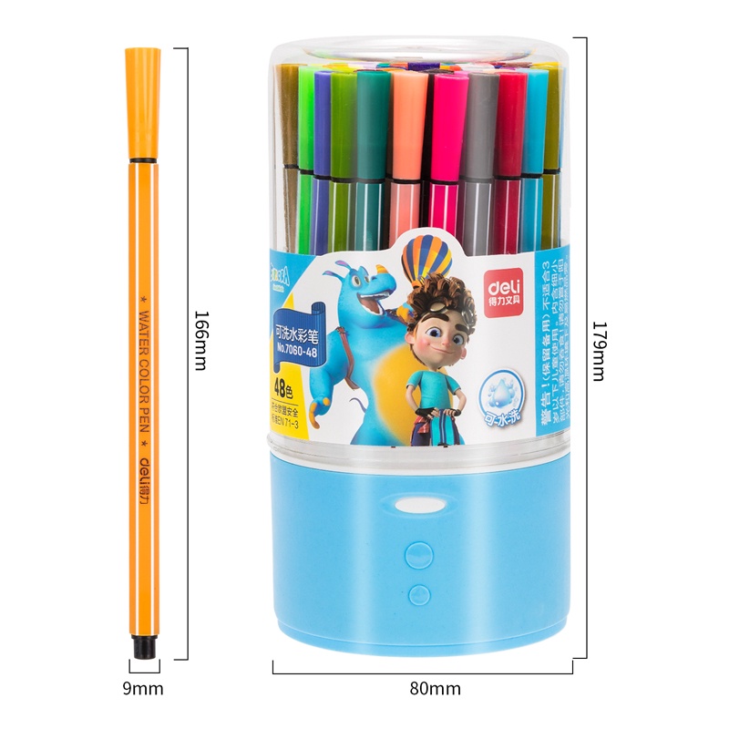 

Z3G DELI HEXAGONAL WATERCOLOR MARKER PEN SPIDOL WARNA 24/36/48 WARNA 7060 NNK