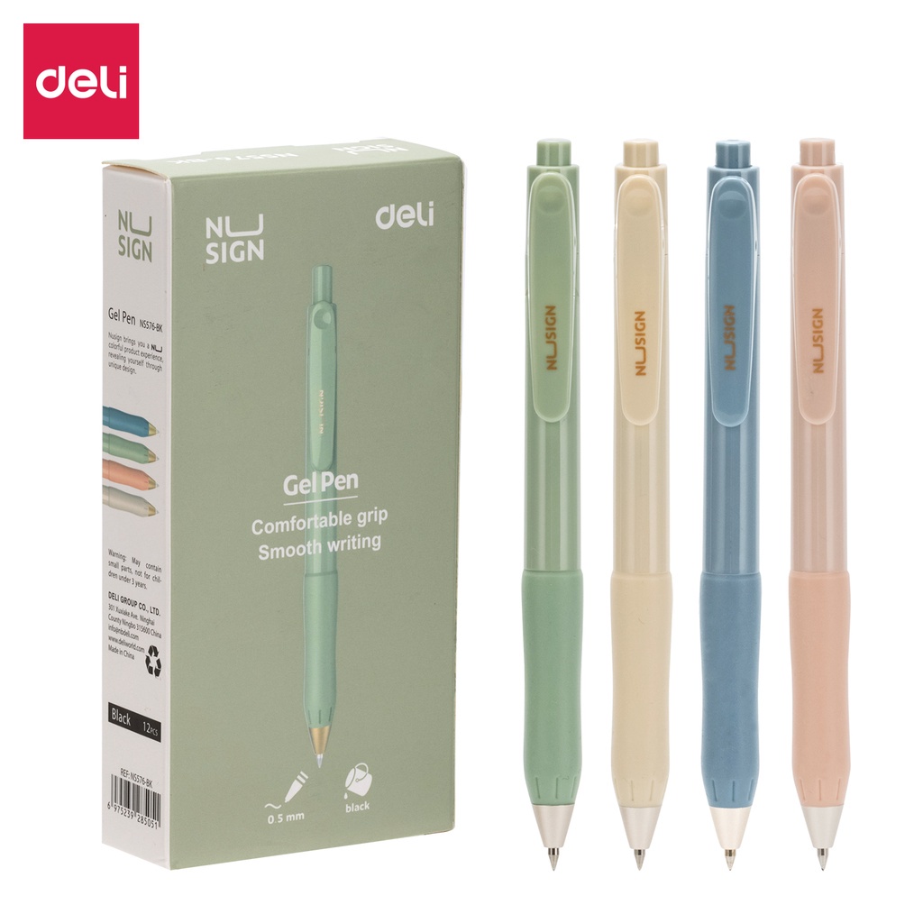 

RNJ NUSIGN RETRACABLE GEL PEN / PULPEN GEL CETAK 0.5 MM TINTA HITAM BIRU BODY PASTEL ENS576 GA7