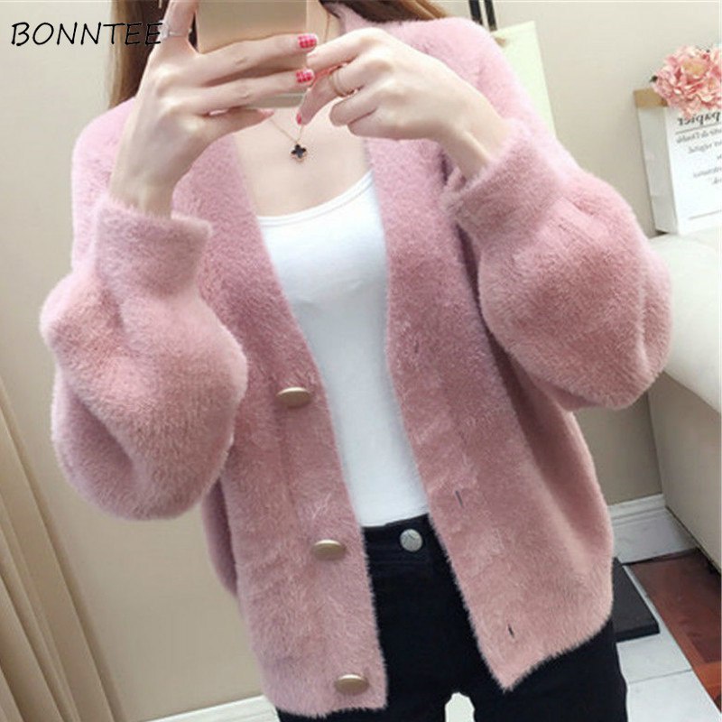 ❤Sweaters Women Loose Comfortable Simple Warm All-match Elegant Knitted Wear Cardigan Long Sleeve Au