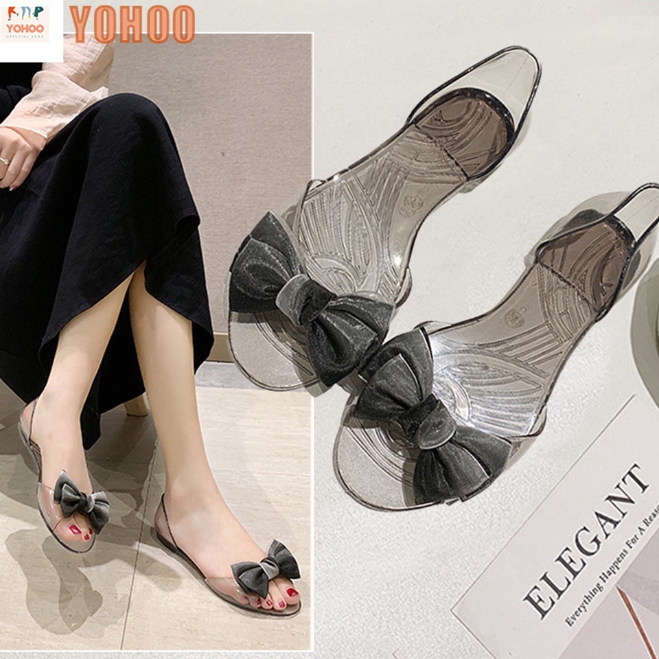 [PROMOKJS6] Sandal Wanita Sepatu Wanita Datar Sepatu Wanita Mulut Ikan Plastik Sepatu Pantai Seratus