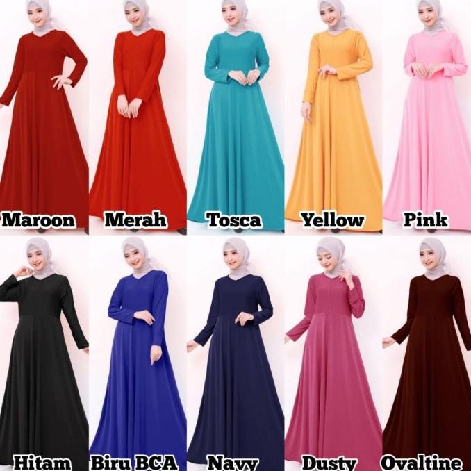 Gamis Jersey / Gamis Polos / Gamis Busui Rok Payung /Baju Gamis Wanita Stok Terbatas