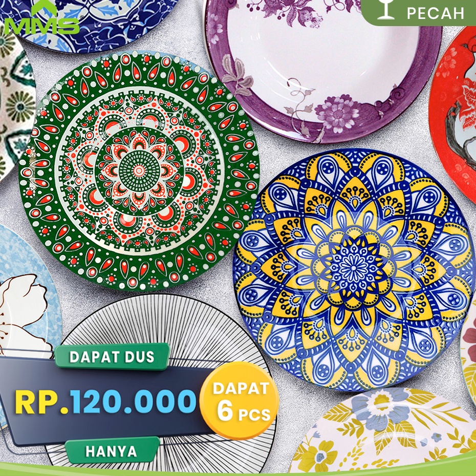 ｀ GROSIR Piring Keramik Omega FREE DUS ISI 6 PCS 9,25 INCH Whiteline MMS Harga Promo￣