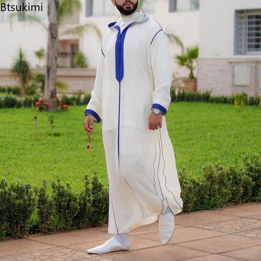 ❤New 2023 Muslim Jubba Thobe Clothes Men Hoodie Ramadan Robe Kaftan Abaya Dubai Turkey Islamic Cloth