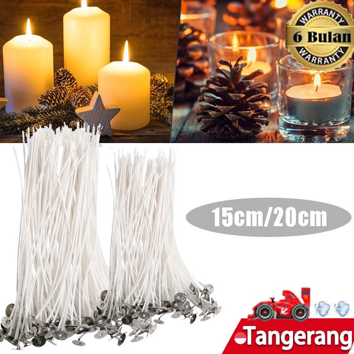 Terkini 100 Pcs Sumbu Lilin Bahan Katun Candle Wicks Waxed Cotton DIY Sumbu Lilin Tebal Ukuran 15 / 