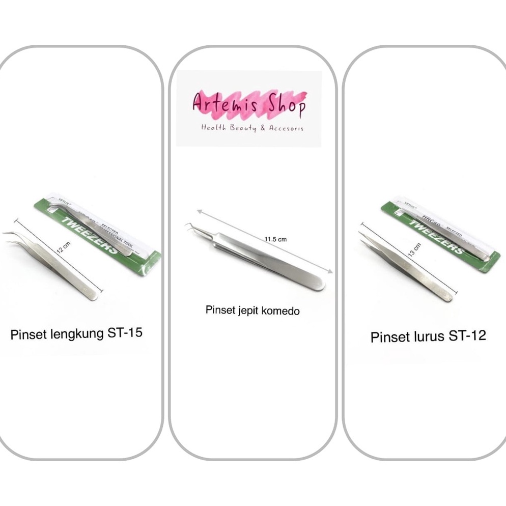 Pasti Ready Pinset Vetus Tweezers Pinset Lurus /  Pinset Bengkok / Lengkung  ST-12 / ST-15  Stainles