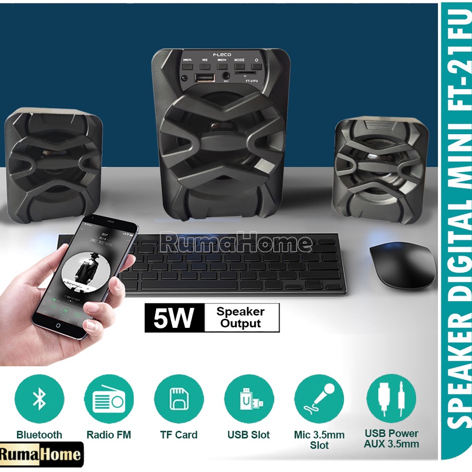 -LvI Speaker bluetooth 2.1 untuk HP / Laptop / PC / Gaming Super Bass Portable, power full b Kualita