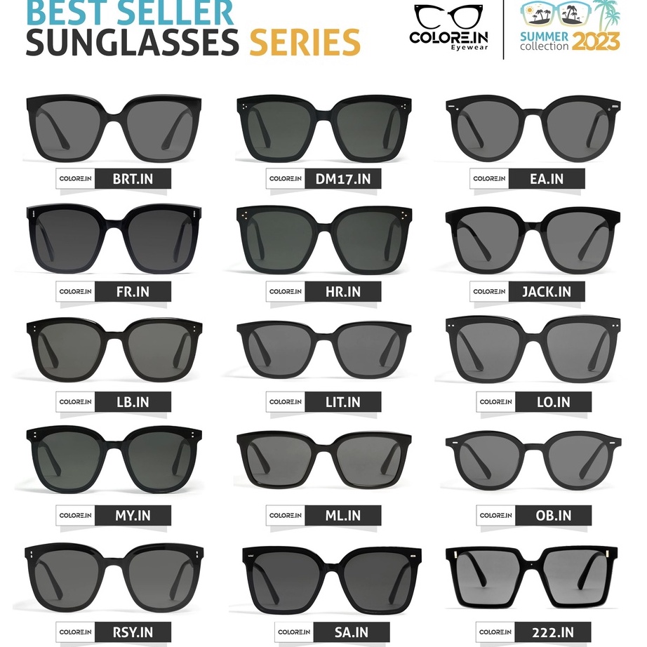 ♜ MMMM 21093 Colore.in Kacamata Hitam Sunglasses Fashion korea Pria Wanita Unisex Polarized UV400 Pr