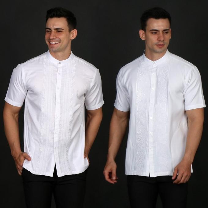 Casella Baju Koko Pria Lengan Pendek | Baju Koko Putih Lengan Pendek