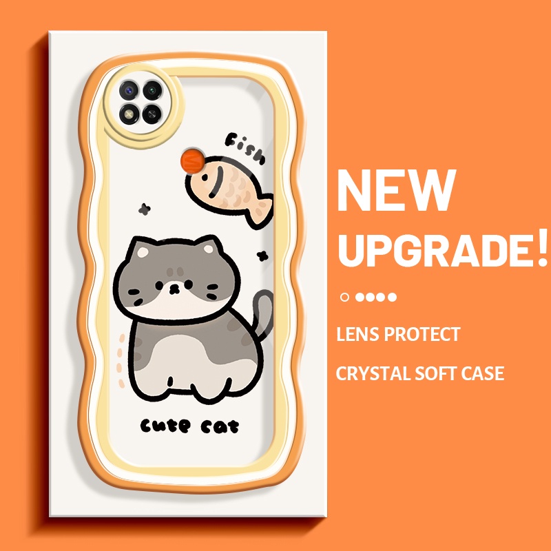 Casing Ponsel untuk Xiaomi Redmi 9C NFC Redmi 8 9A 10C 8A 9T Case kucing imut dan pola ikan penutup 
