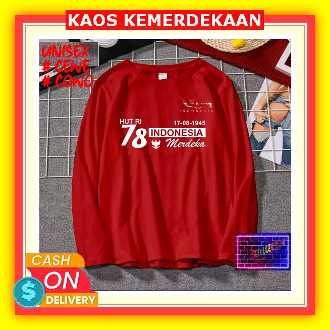Kaos Baju Pria Hut Ke 78 Ri Kemerdekaan / Baju T-Shirt Dewasa 17 Agustus 2023 Keren, Jersey Kaos 17 
