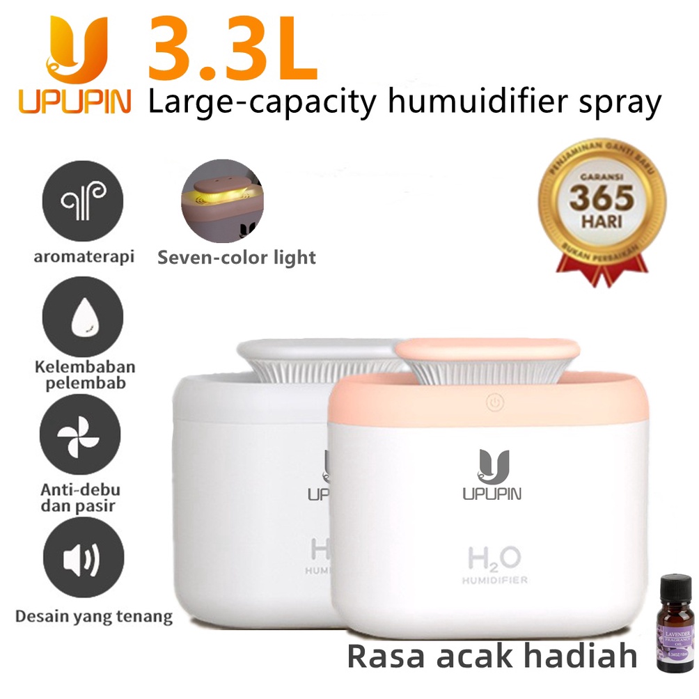 41 UPUPIN Humidifier Air 3300ml Aromaterapi Diffuser Dengan 7 color HUMIDIFIER DIFFUSER（Putih） akmjo