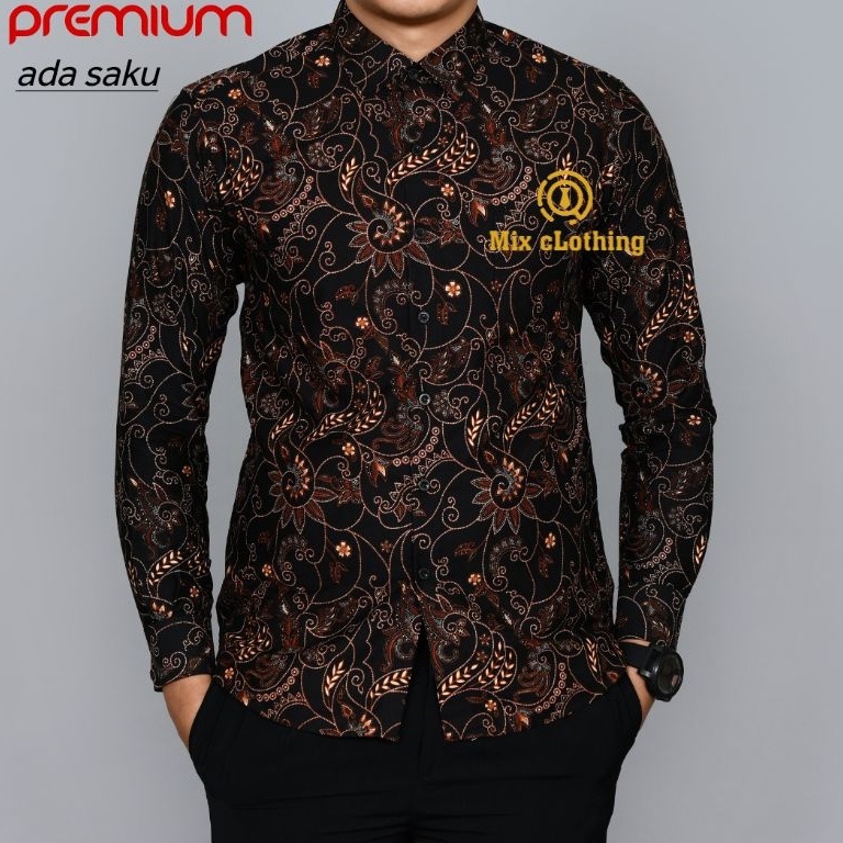 Best Produk?? BAJU KEMEJA BATIK SLIMFIT LENGAN PANJANG DEWASA REAL PICT ORIGINAL MEWAH PREMIUM COLIN