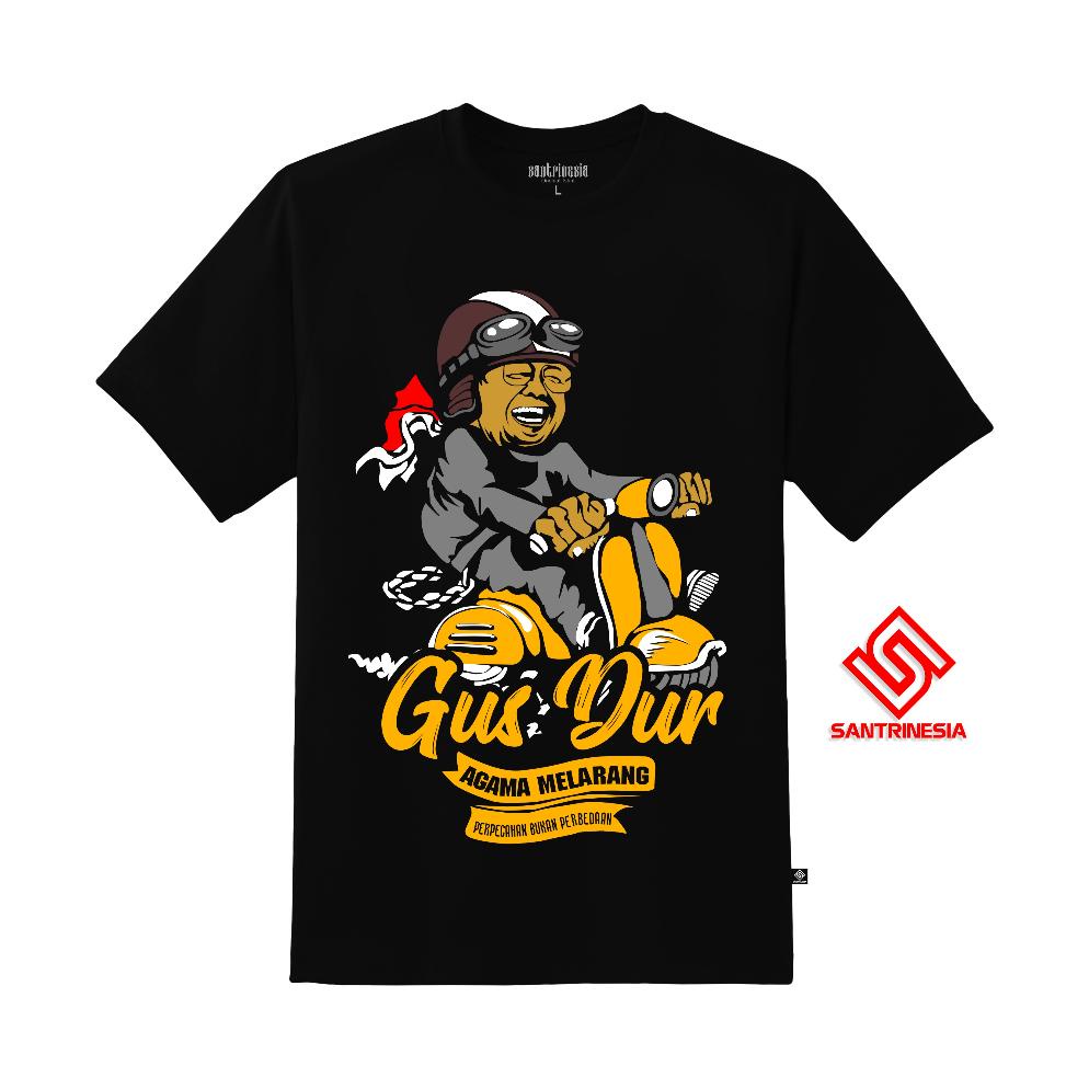 Santrinesia Kaos Gus Dur Abdurrahman Wahid Vespa T-Shirt Tshirt Santri Gusdur Pluralisme Free Ongkir