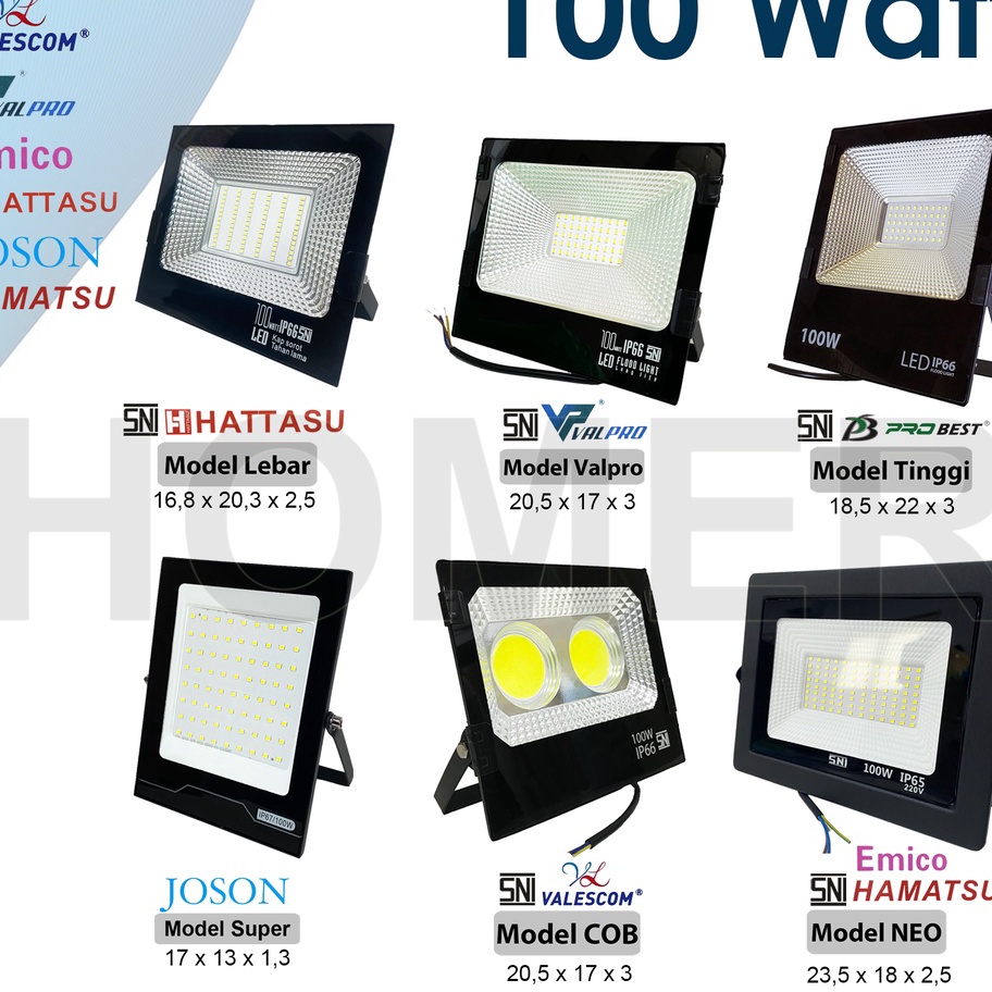 Jual lampu led sorot / tembak / floodlight / outdoor / lapangan COB SMD super terang jarak jauh 100w