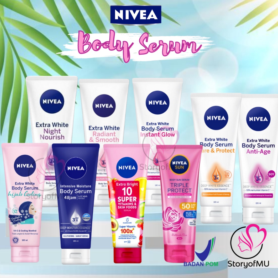Id n4N8z [BPOM] NIVEA Extra White Body Serum 180ml | Care&Protect | Radiant&Smooth | Instant Glow | 