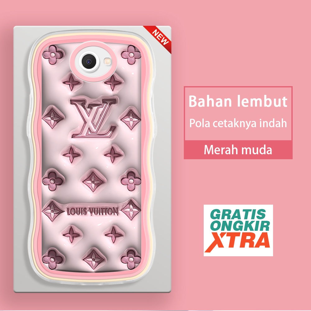 jinsouwe Samsung S10 S20 Plus Ultra FE S21 S22 5G J2 J7 Prime Pro 2017 Casing Ponsel  Pola LV Merah 