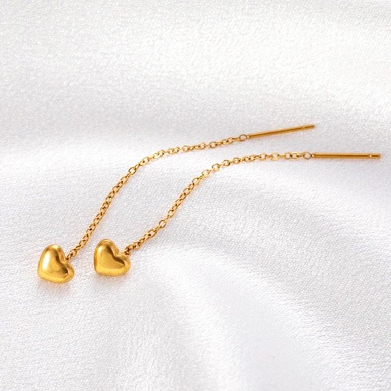 Big Sale Korea Anting Titanium Anti Karat Wanita Emas Panjang Tusuk Earring Cinta Subang Perhiasan B