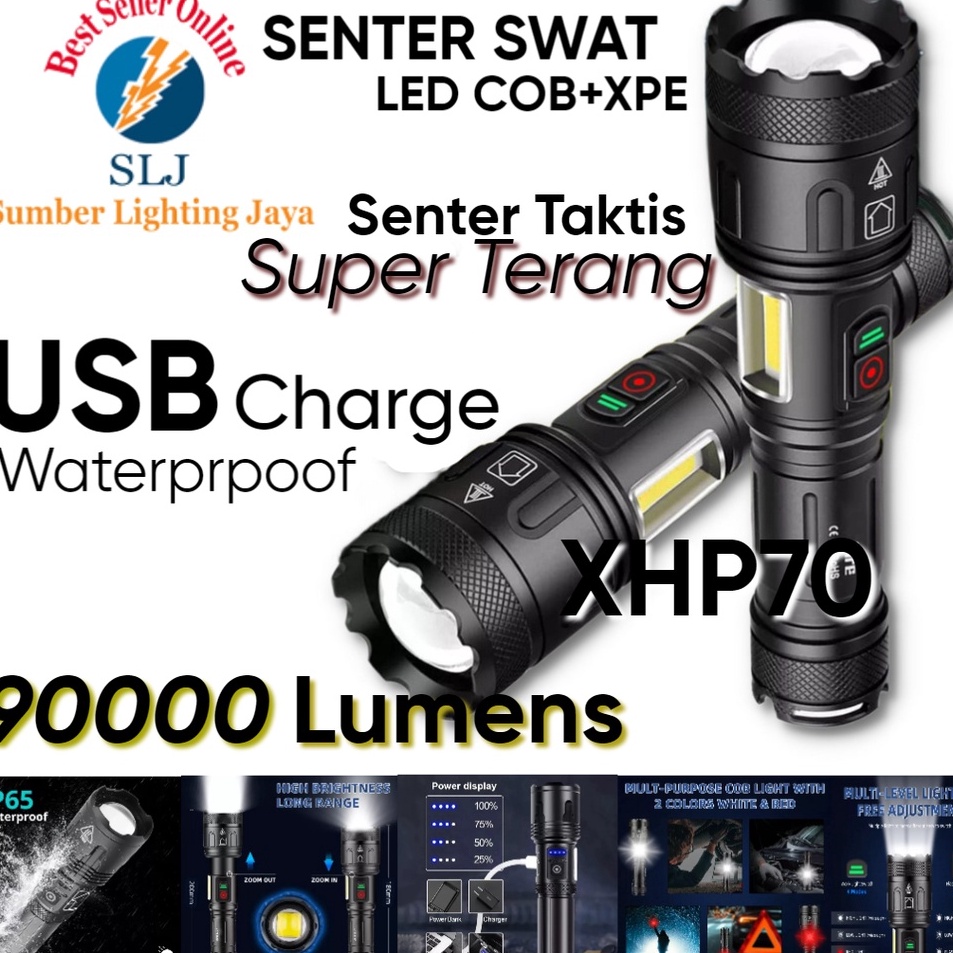 ➦ SENTER SWAT POLICE 200W TERBAIK / SENTER LED RECHARGEABLE / SENTER CAS ✹ ⁑ ｀