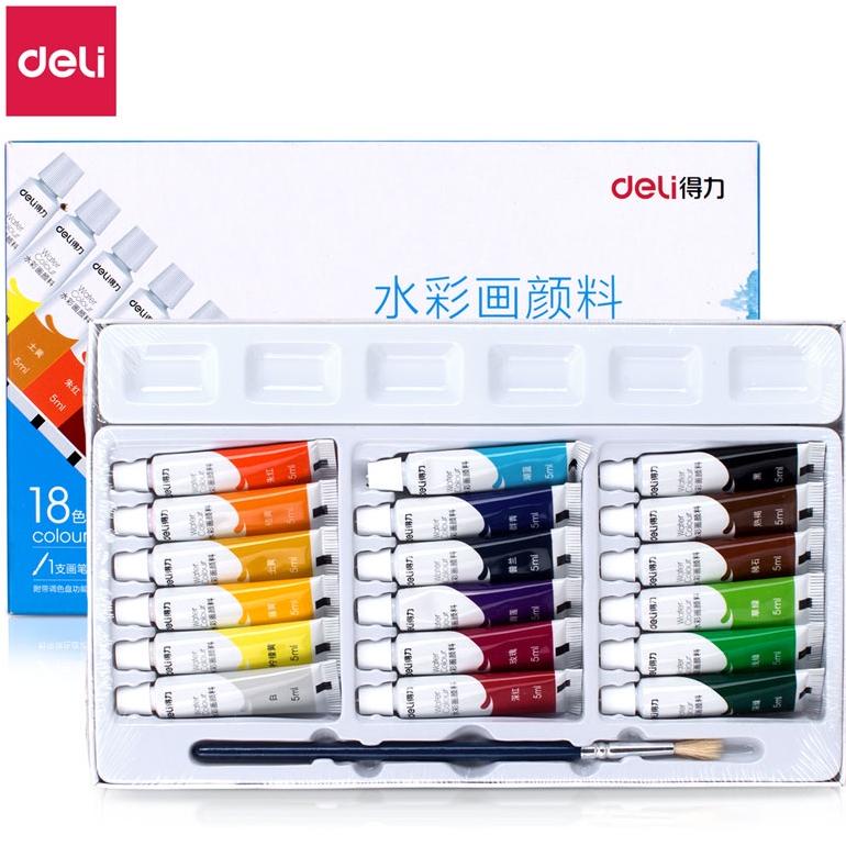 

8.8 Deli Water Color Paint / Cat Air Set 5 Ml Bersertifikat Aman Gratis Kuas 738Xx Grosir !!