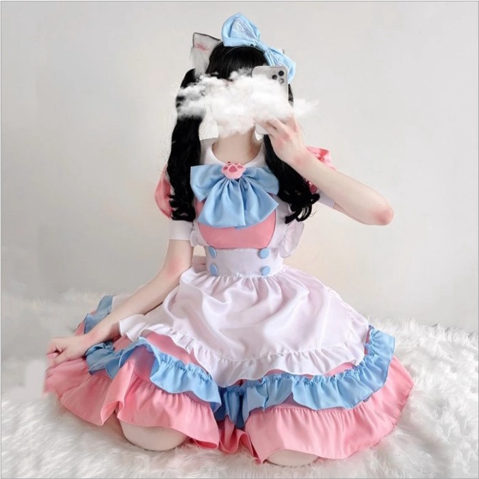 New Costume Costum Baju Maid Dress / Cosplay Pink Costume Dress