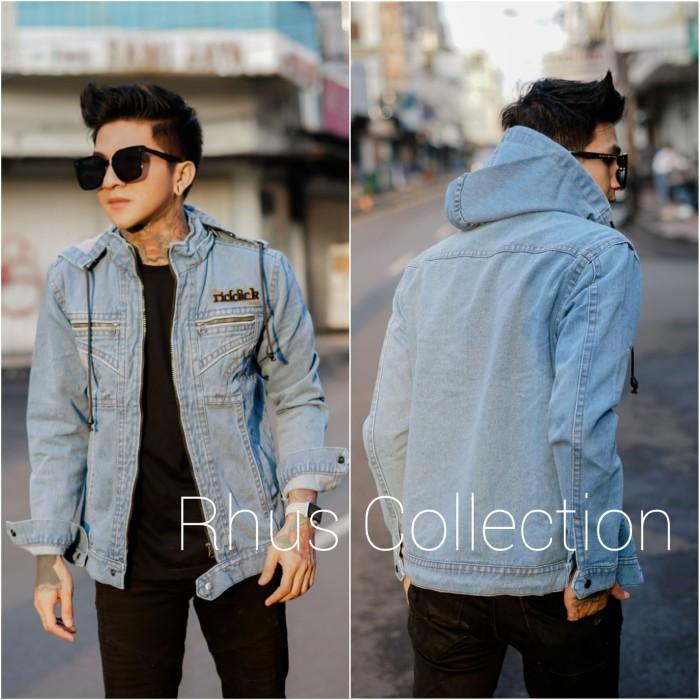 Jaket Jeans Denim Pria|Jaket Jeans Kupluk Blit|Jaket Jeans Terbaru
