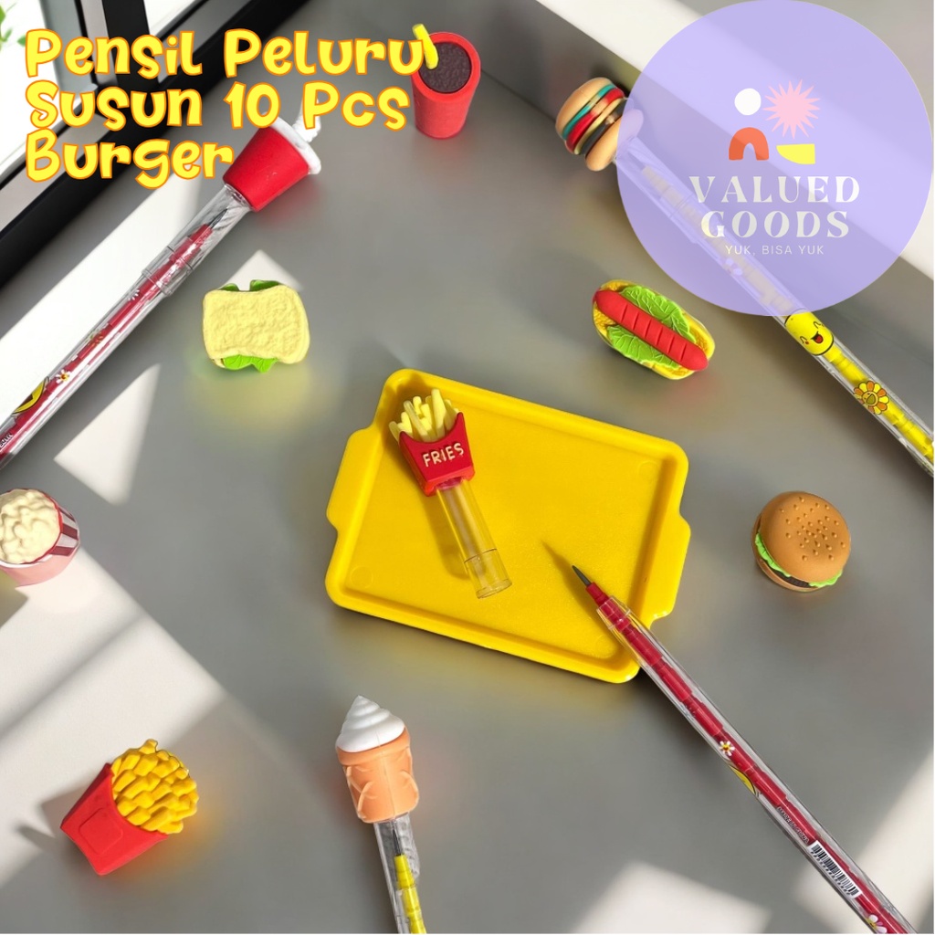 

Pensil Susun Peluru Isi 10 Bensia Motif Penghapus Karakter Burger Kola - bullet pencil lead ajaib alat tulis kantor kerja lucu sekolah
