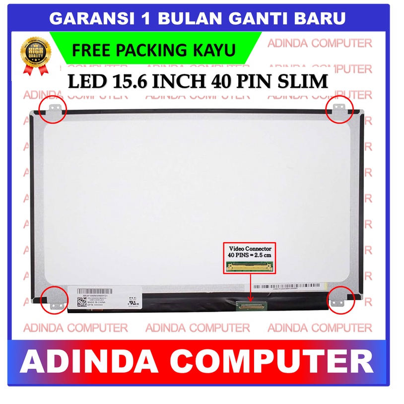 LCD LED Samsung 15.6 15 Inch 40 Pin 40pin Slim Tipis HD Kuping Baut Bracket Atas Bawah