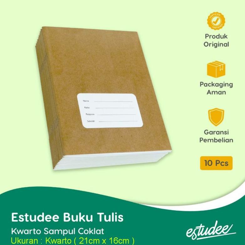 

8.8 Big Sale Buku Tulis Estudee A5 Kwarto 58 Sampul Coklat Isi 10 Buku Grosir !!