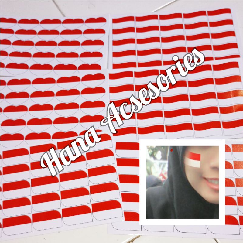 

Sticker pipi HUT RI kemerdekaan bendera merah putih isi 12 sudah potongan