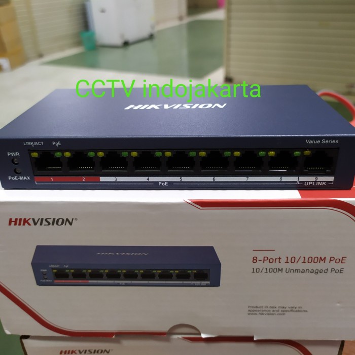 Terlaris Poek Hikvision Poe Ds-3E0109P-E/M Switch Hub Poe 8 Port
