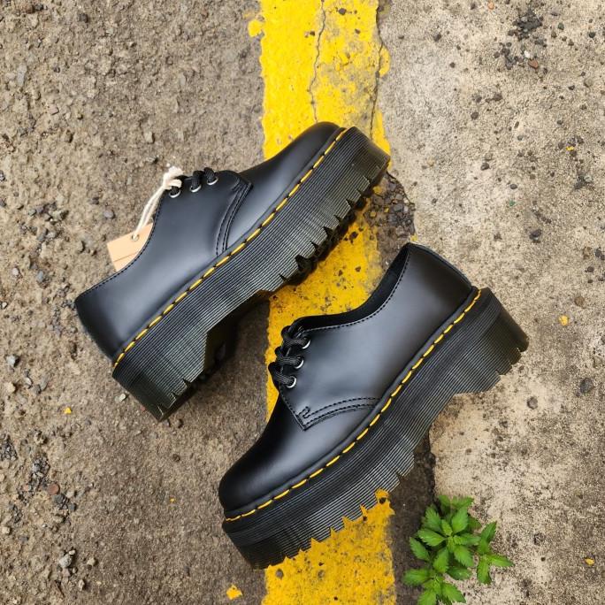 Terbaik (New) Dr Martens Docmart Boots 1461 Quad Platform Low Black Smooth Pk Original