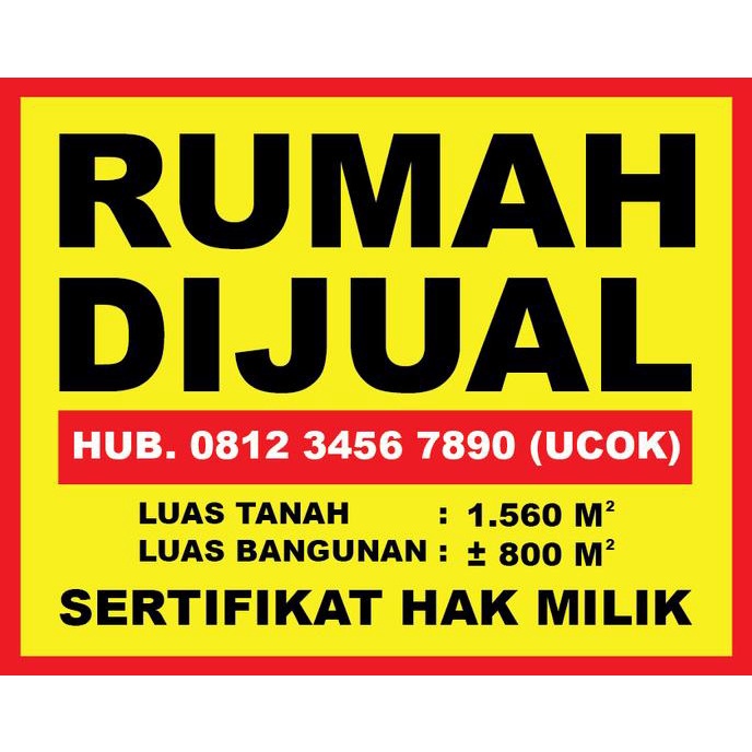 Spanduk Banner Rumah Dijual / Disewakan / Dikontrakan (100 x 80 cm)