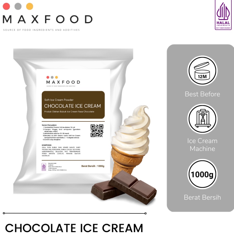 

⿓ XII 3744 CHOCOLATE SOFT SERVE ICE CREAM / BUBUK ES KRIM RASA COKELAT 1 KG Realpct グ